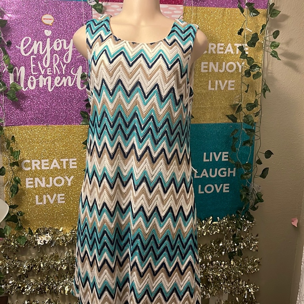 TACERA Graphic prints, Multi Colors Dress Size L, Croché